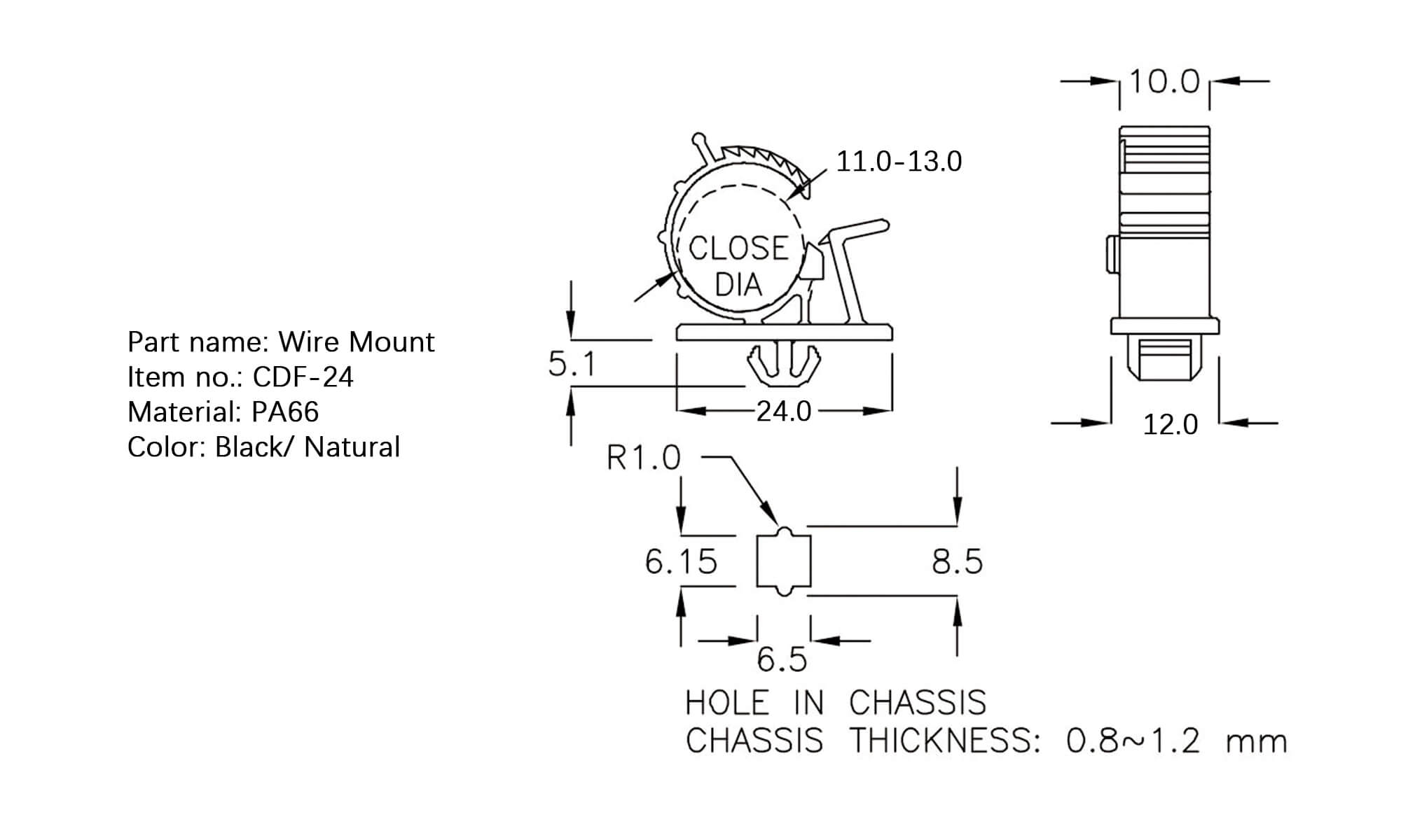 Plastic Wire Mount CDF-24